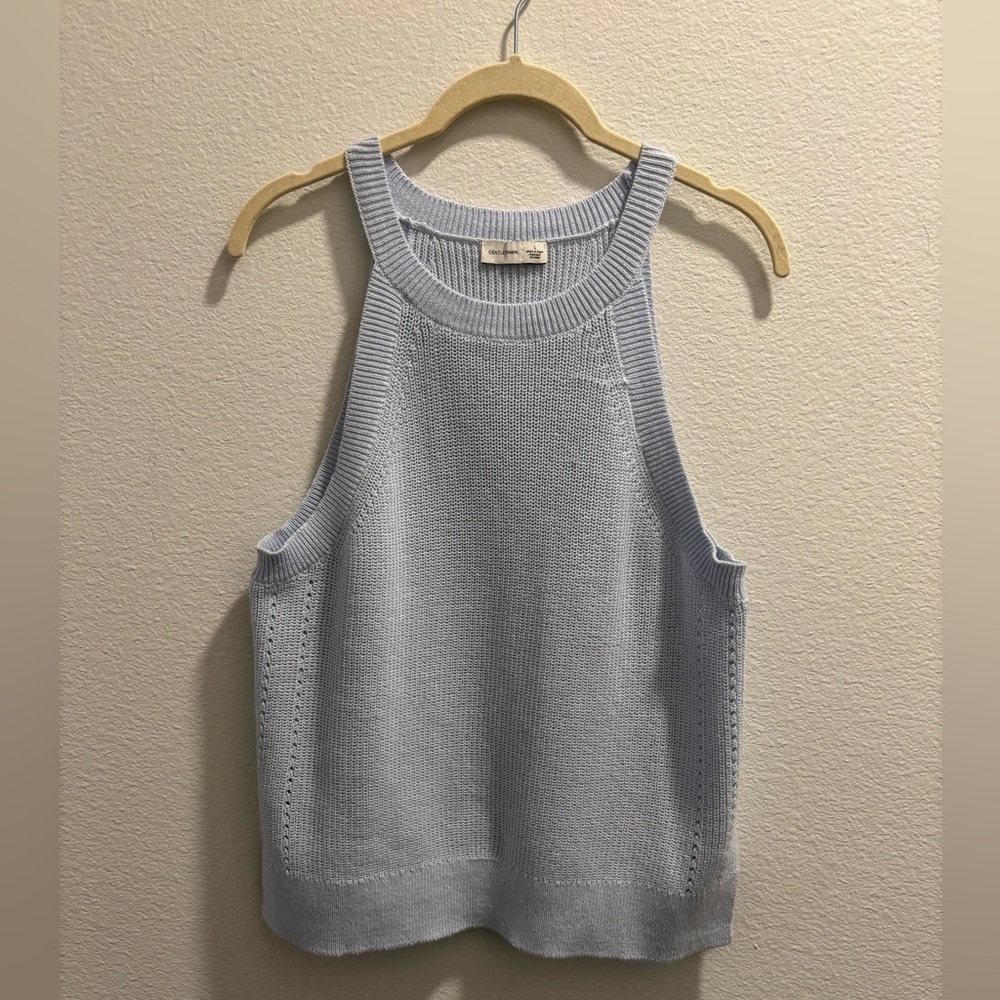 Gentle Fawn, blue halter sweater top, size L